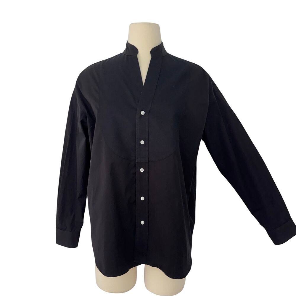 Frank & Eileen Victoria Italian Tuxedo Shirt Long Sleeve Button Up Black XXS